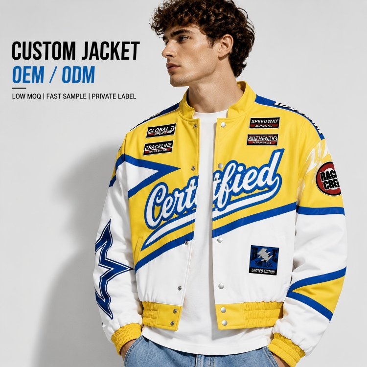 Power Punch Custom Racing Motorsport Bomber Varsity Jacket with Embroidery Patches