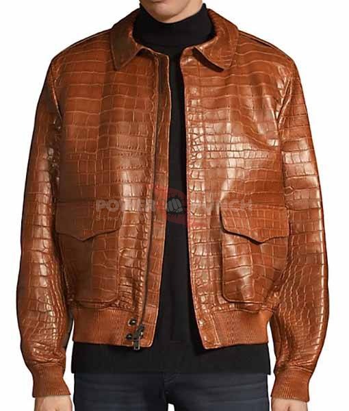 Power Punch OEM Men krokodil Embossed Leather Jacket coccodrillo Genuine Leather
