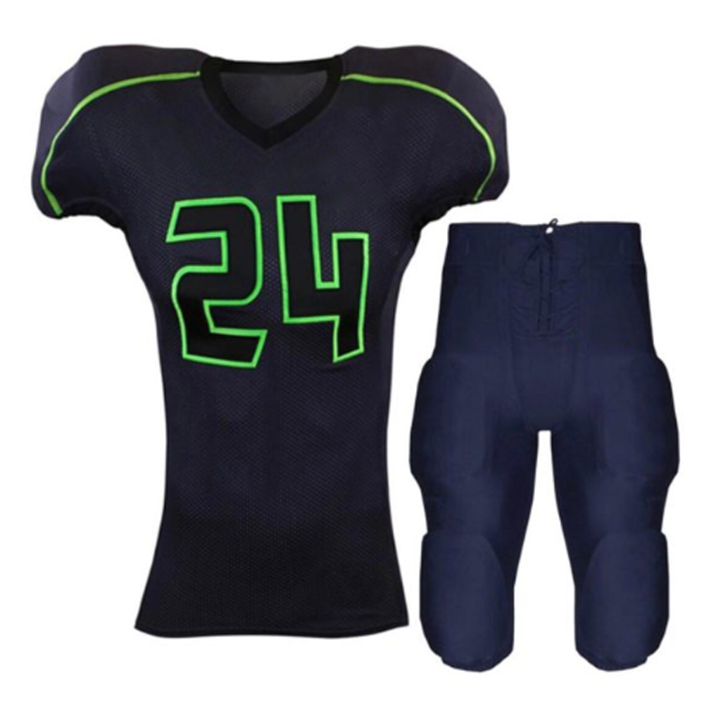 Power Punch Custom American Football Uniform Men Dark Green Team Jersey Pants Set High Quality  - Angle 4