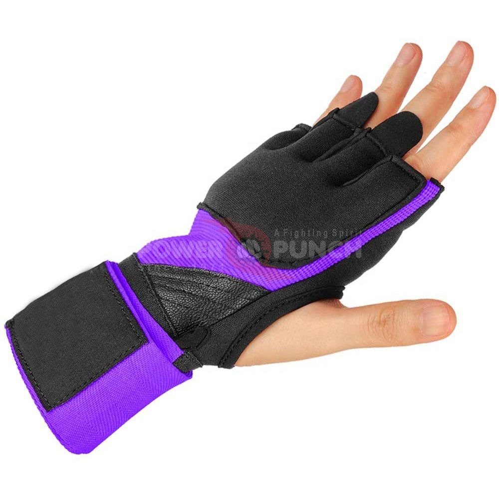Power Punch Custom Neoprene Half Finger Hand Wraps with Gel Padding Breathable Water Angle 4
