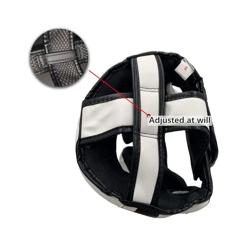 Power Punch Breathable Boxing Helmet Muay-Thai Patchwork PU Leather Training Angle 3