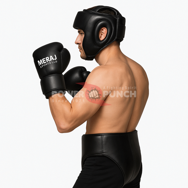 Power Punch Professional boxing gloves headgear head guard groin guard full Angle 3