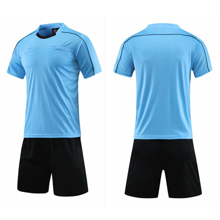 Power Punch Professional Soccer Referee Uniform Men Round Neck Football Referee Jersey Set Shor