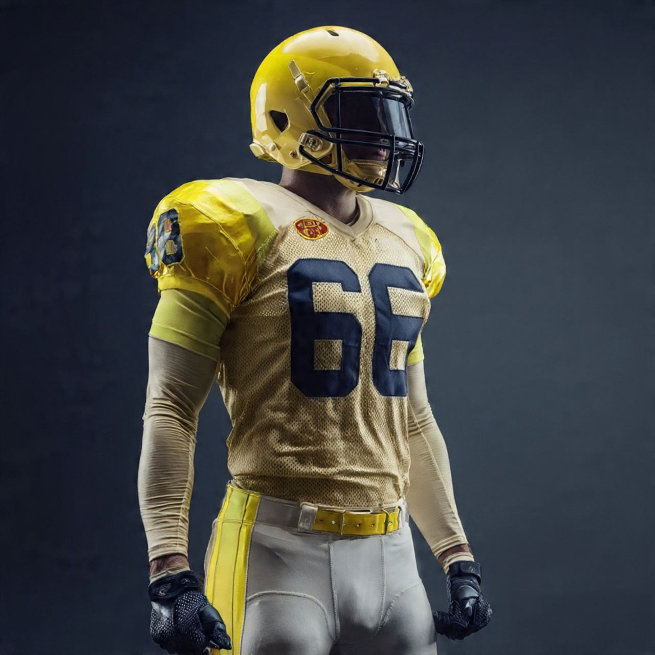 Power Punch Yellow Short Sleeve Breathable 100 Polyester American Football Jersey Top Pants Set - Angle 2