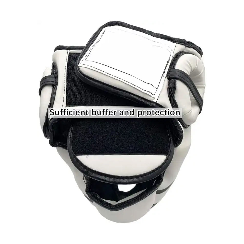 Power Punch Breathable Boxing Helmet Muay-Thai Patchwork PU Leather Training Angle 4