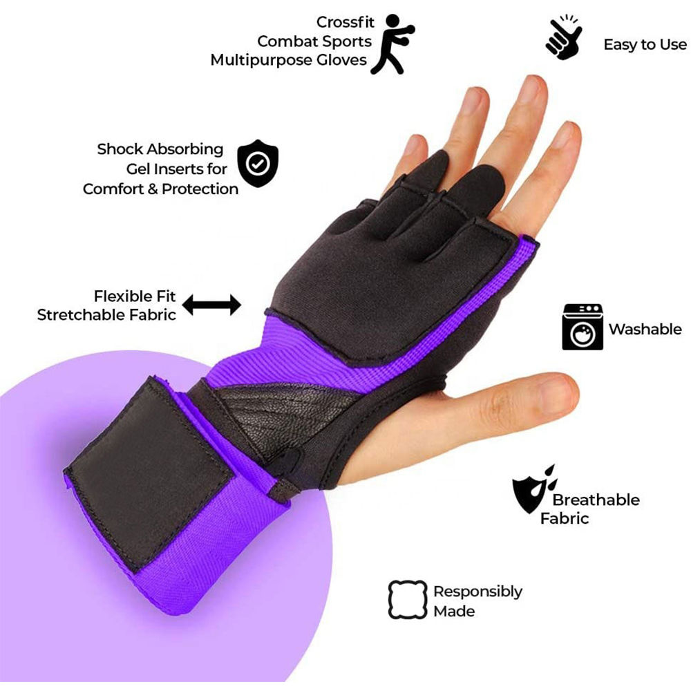 Power Punch Custom Neoprene Half Finger Hand Wraps with Gel Padding Breathable Water Angle 3