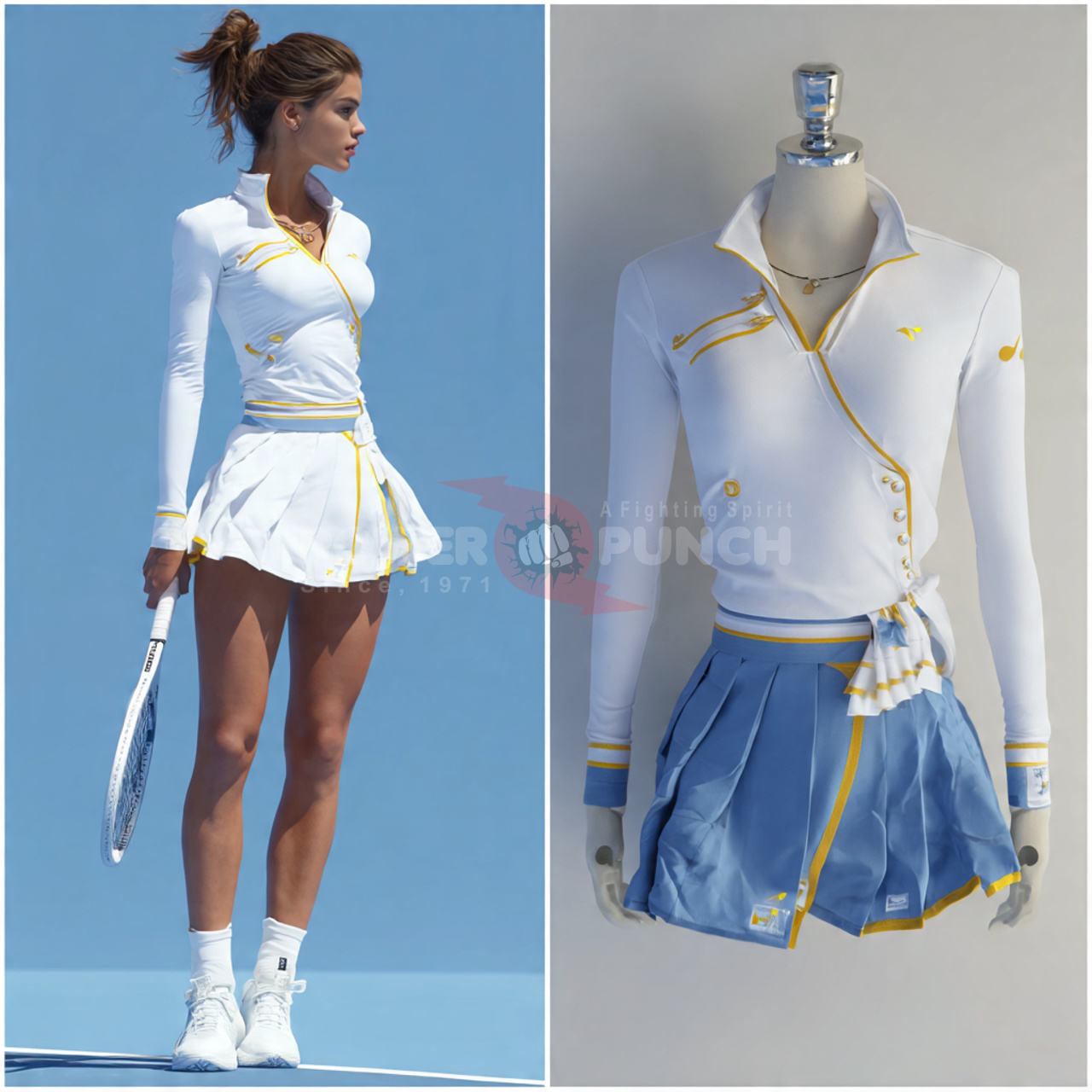 Power Punch Training Tennis Jersey Shorts Sets Breathable Quick-Dry Eco-Friendly Team Uniforms - Angle 3