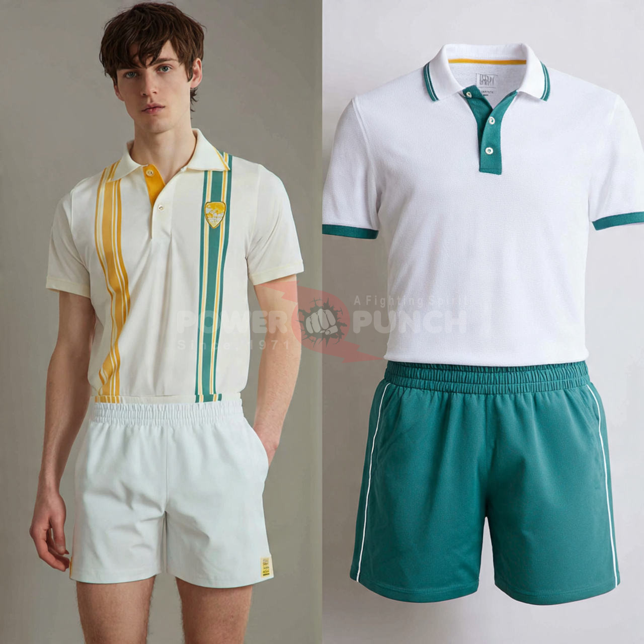 Power Punch Training Tennis Jersey Shorts Sets Breathable Quick-Dry Eco-Friendly Team Uniforms - Angle 5