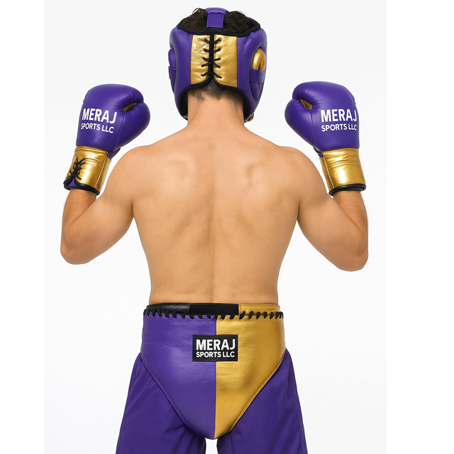 Power Punch Adult Custom Leather Boxing Gear Set Gloves Headgear Head Guard Groin Angle 2