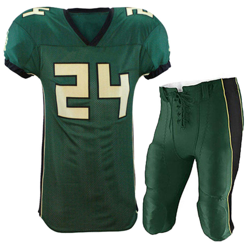 Power Punch Custom American Football Uniform Men Dark Green Team Jersey Pants Set High Quality