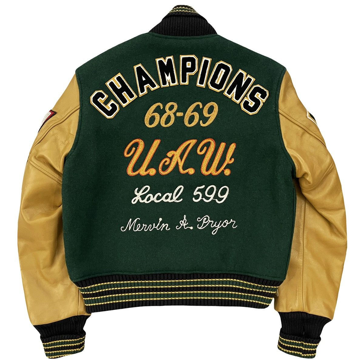 Power Punch Winter Unisex Varsity Jacket with Bespoke Embroidery Chenille Patchwork Angle 3