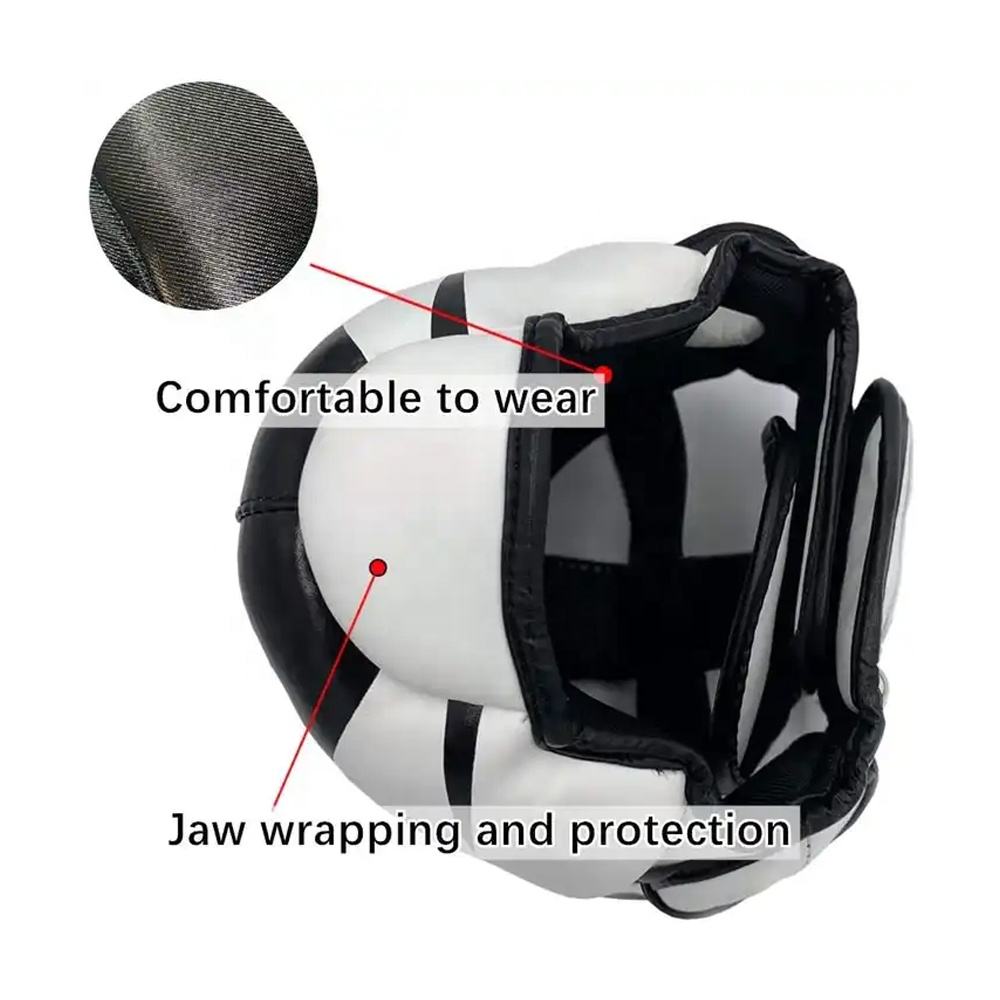 Power Punch Breathable Boxing Helmet Muay-Thai Patchwork PU Leather Training Angle 5