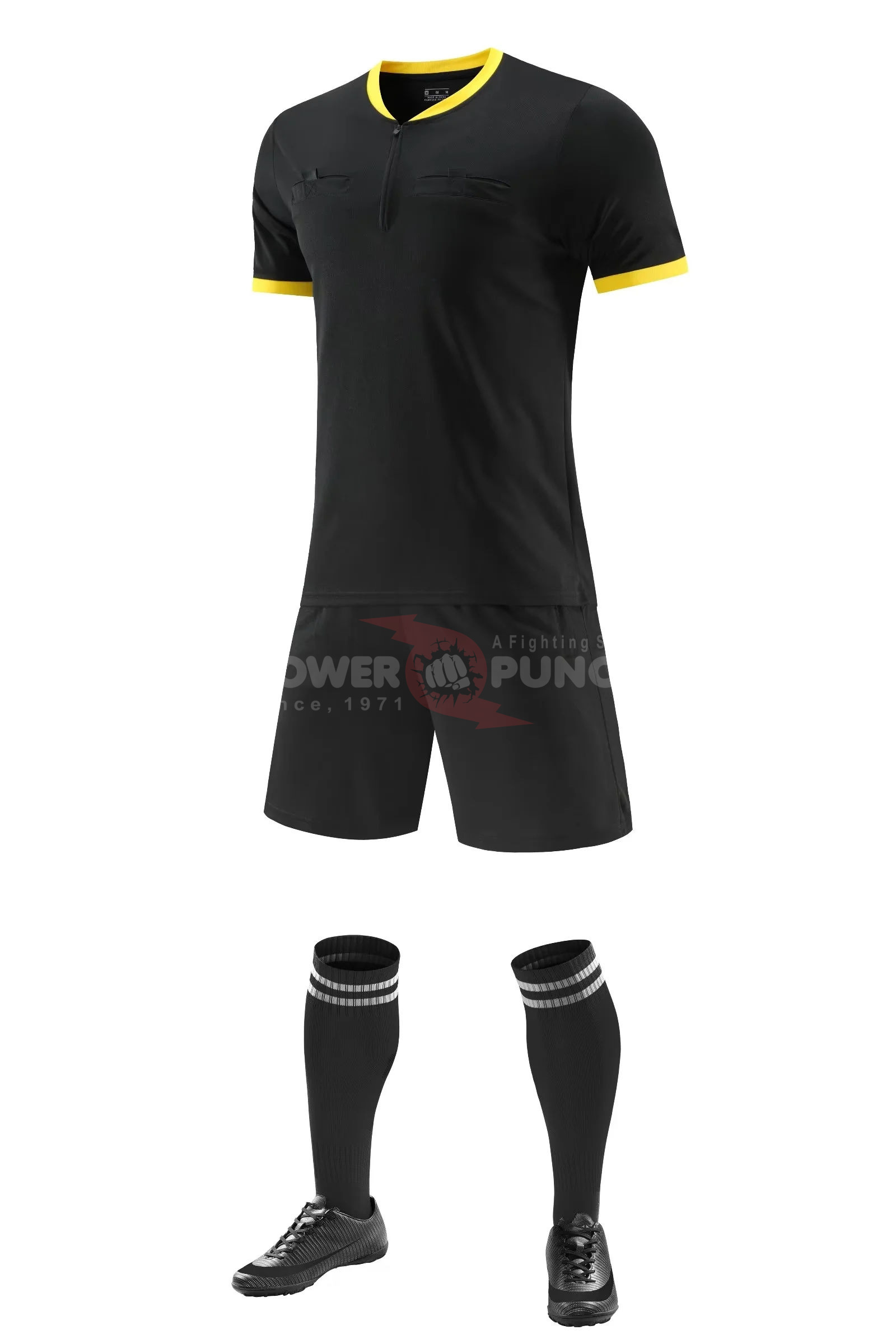 Power Punch Latest Adult Soccer Referee Sets Men Professional Breathable Soccer Referee Uniform - Angle 2