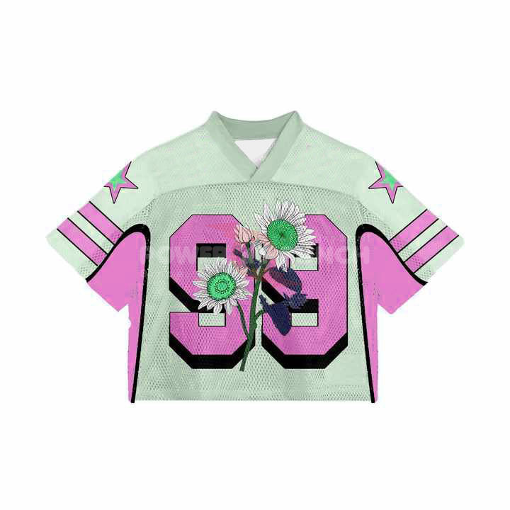 Power Punch Rugby Clothing Custom Printed Unisex Loose Vintage Mesh American Football Jersey Pl - Angle 5