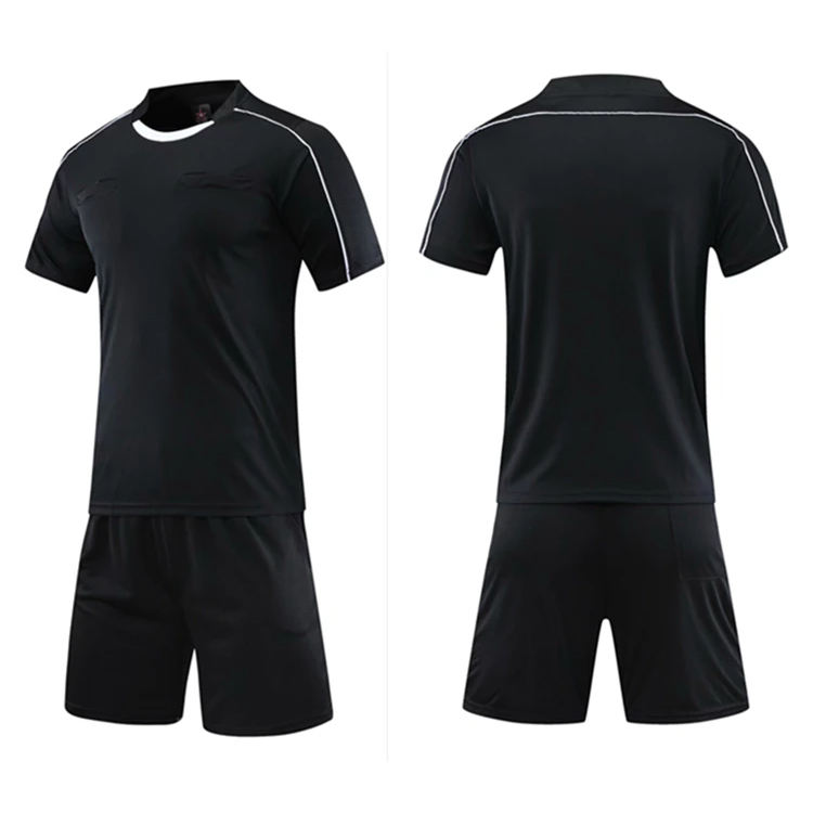 Power Punch Professional Soccer Referee Uniform Men Round Neck Football Referee Jersey Set Shor - Angle 2