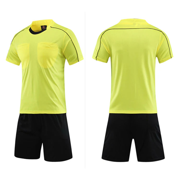 Power Punch Professional Soccer Referee Uniform Men Round Neck Football Referee Jersey Set Shor - Angle 4
