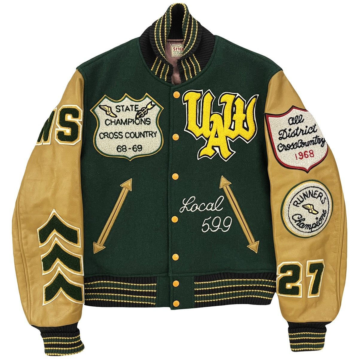 Power Punch Winter Unisex Varsity Jacket with Bespoke Embroidery Chenille Patchwork