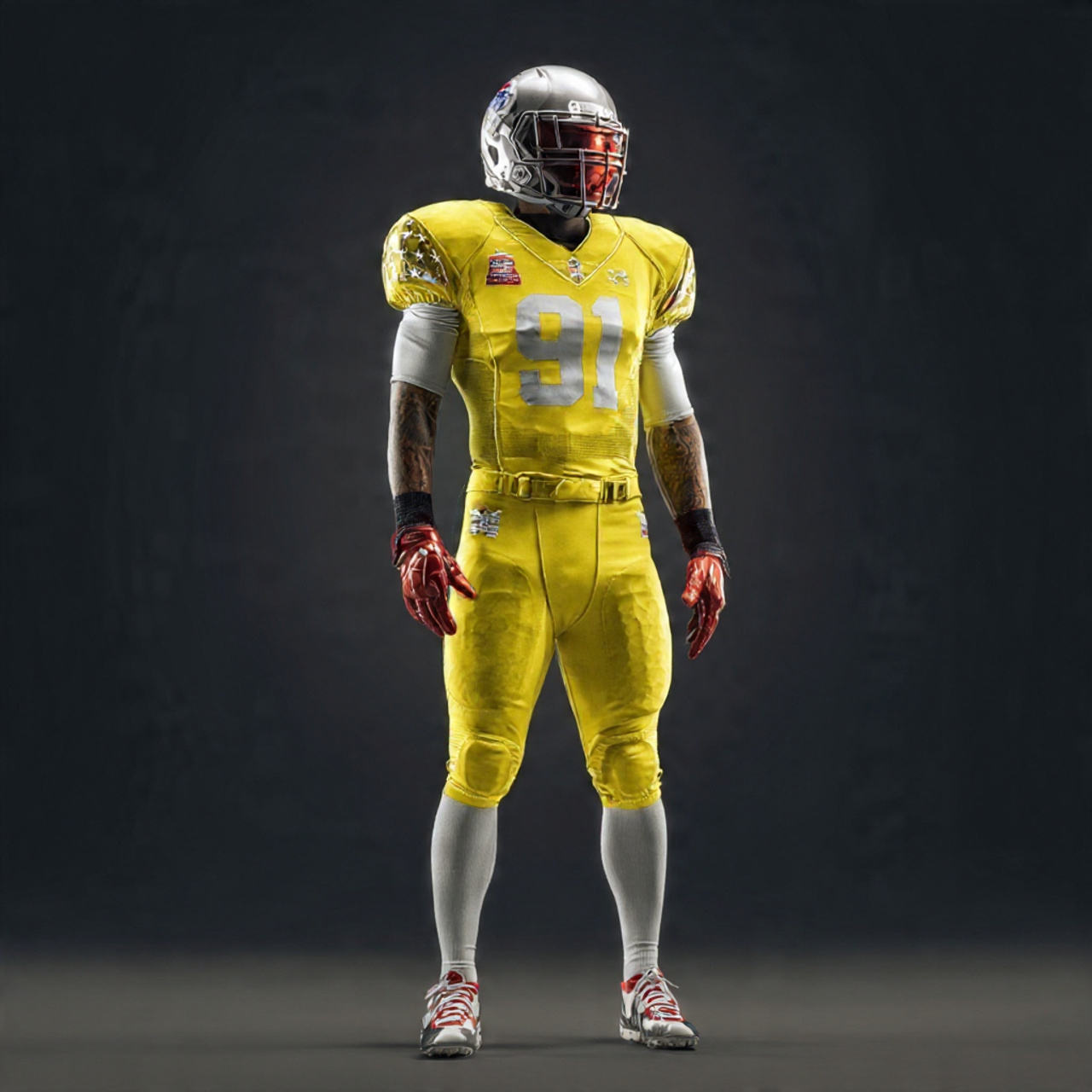 Power Punch Yellow Short Sleeve Breathable 100 Polyester American Football Jersey Top Pants Set