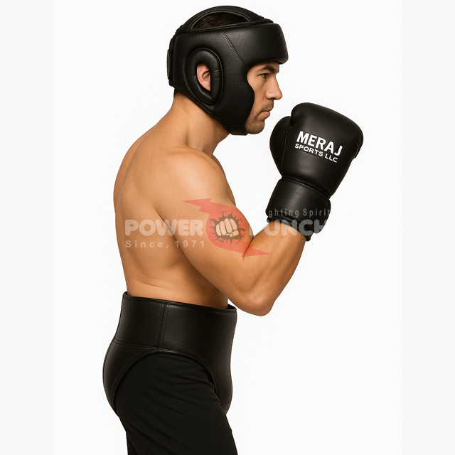 Power Punch Professional boxing gloves headgear head guard groin guard full Angle 4