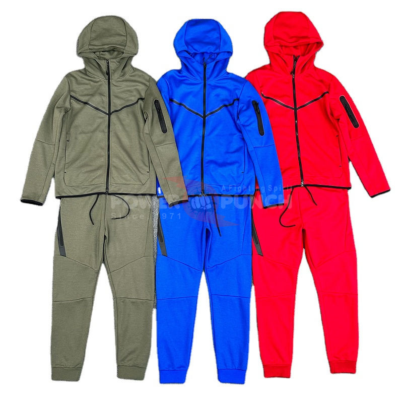 Power Punch Mens Polyester Tracksuit Two-Piece Set Quick Dry Breathable Slim Fit OEM Gym Runnin