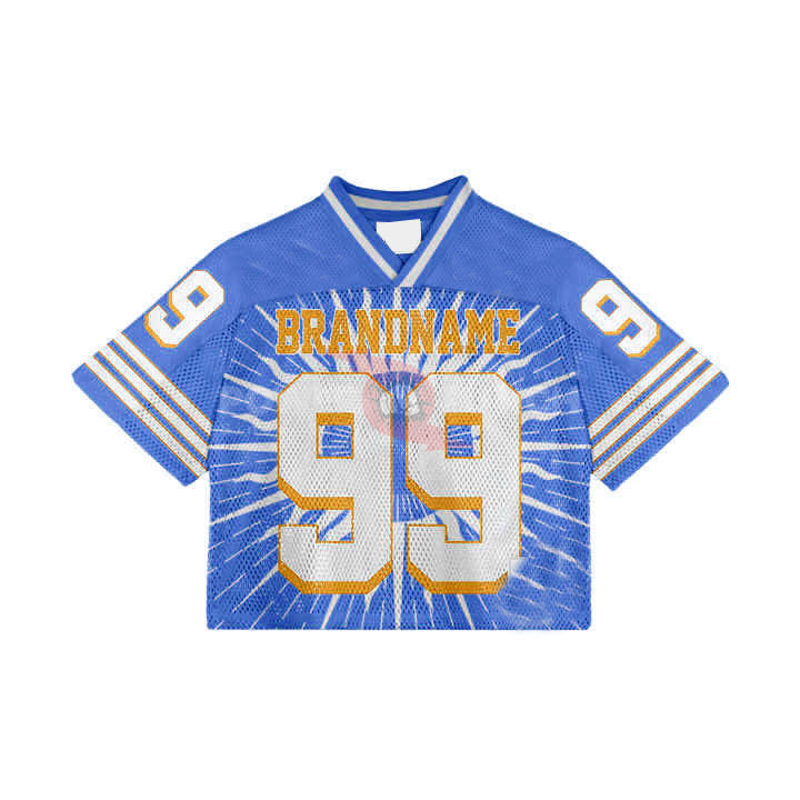 Power Punch Rugby Clothing Custom Printed Unisex Loose Vintage Mesh American Football Jersey Pl - Angle 3