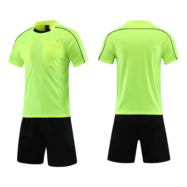 Power Punch Professional Soccer Referee Uniform Men Round Neck Football Referee Jersey Set Shor - Angle 3