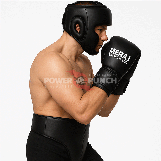 Power Punch Professional boxing gloves headgear head guard groin guard full Angle 5