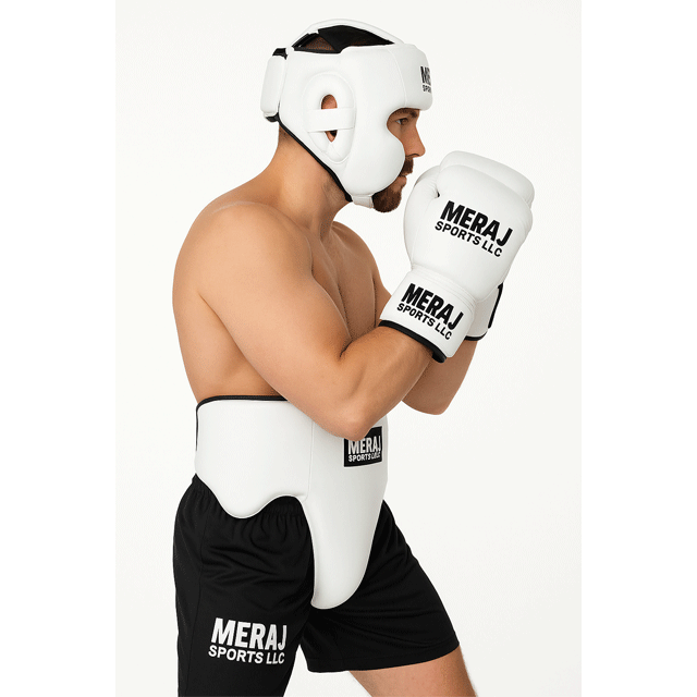 Power Punch Full boxing set gloves headgear head guard groin guard training Angle 3