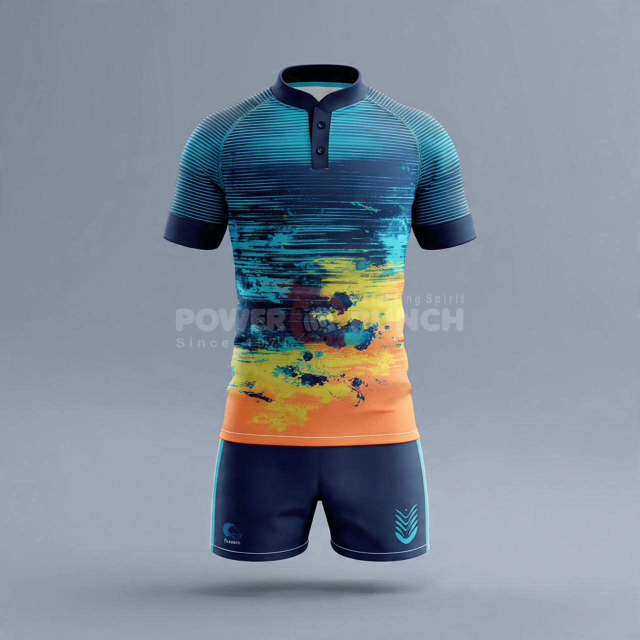 Power Punch Rugby Football Jerseys amp amp Shorts Sets Breathable Printed Adult Unisex Sublimat - Angle 3