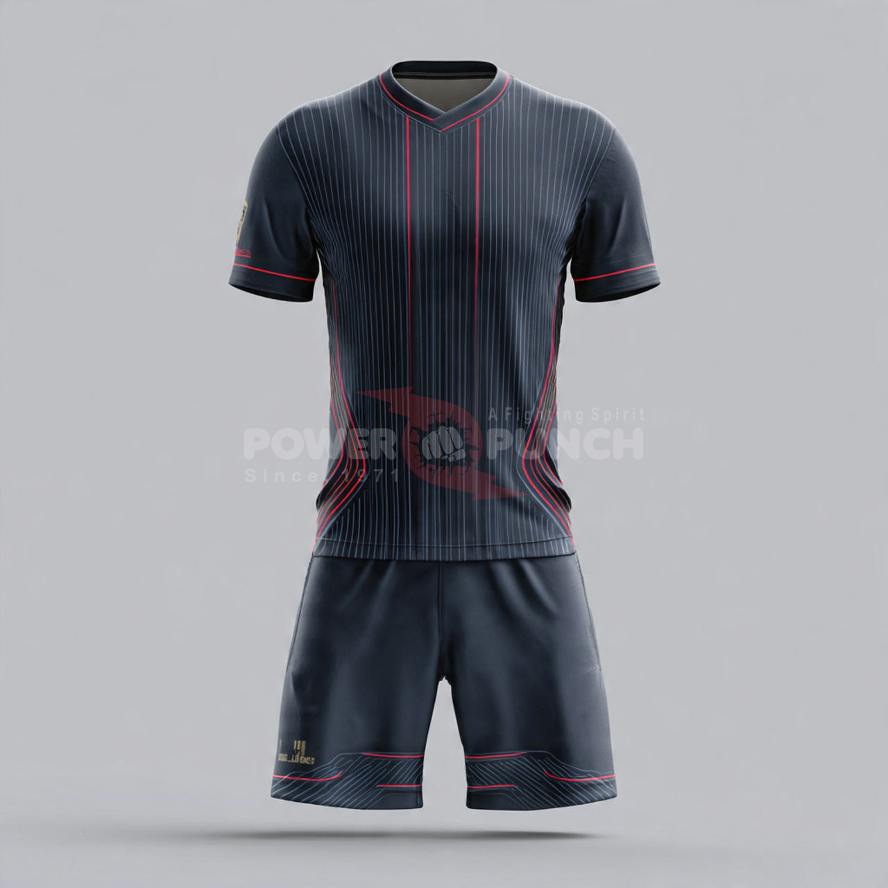 Power Punch Soccer Football Uniforms Short Sleeve V-Neck Jersey Top amp amp Shorts Two-Piece Br - Angle 2