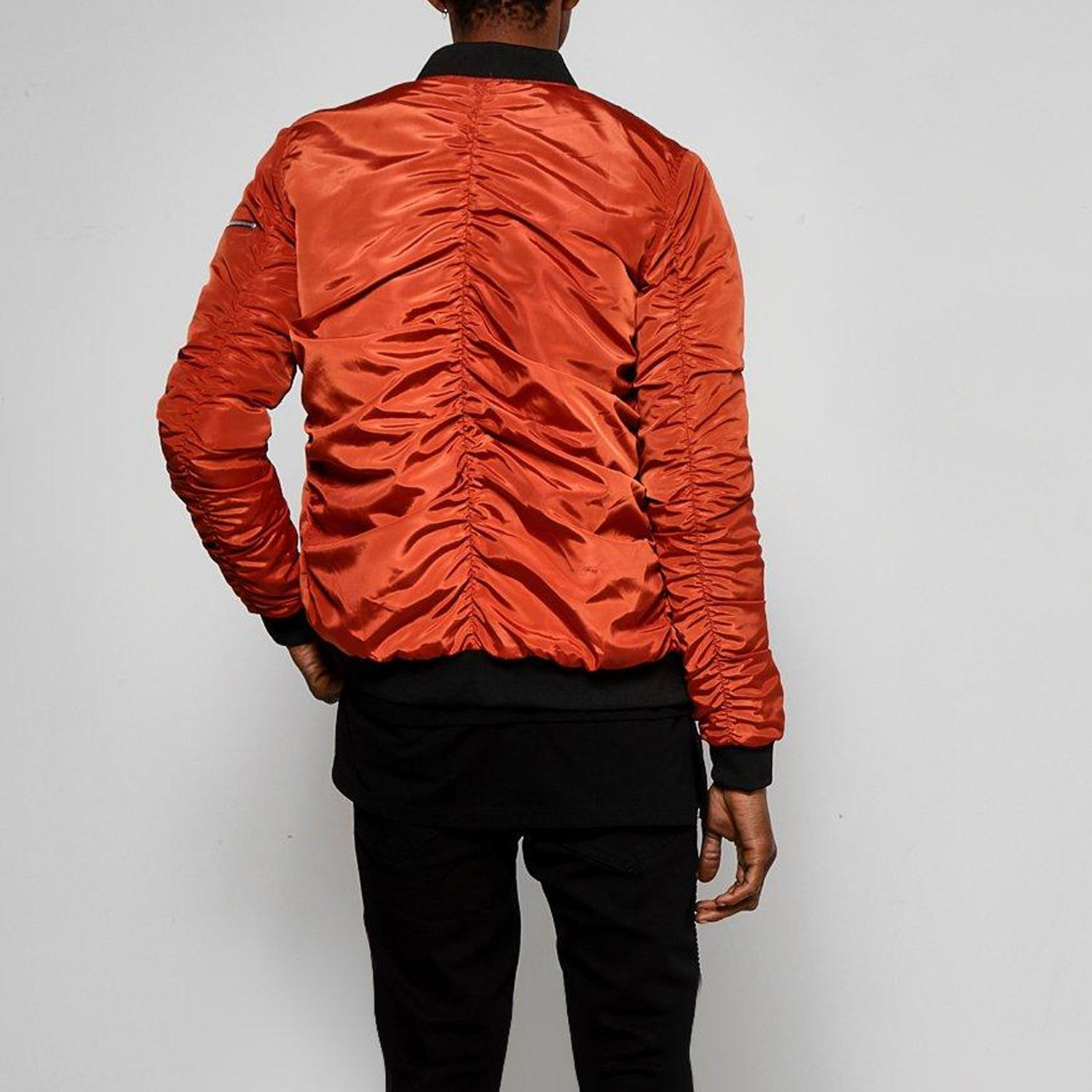 Power Punch Wholesale High Quality Custom Men's Hip Hop Bomber Men Jacket Stand Angle 4