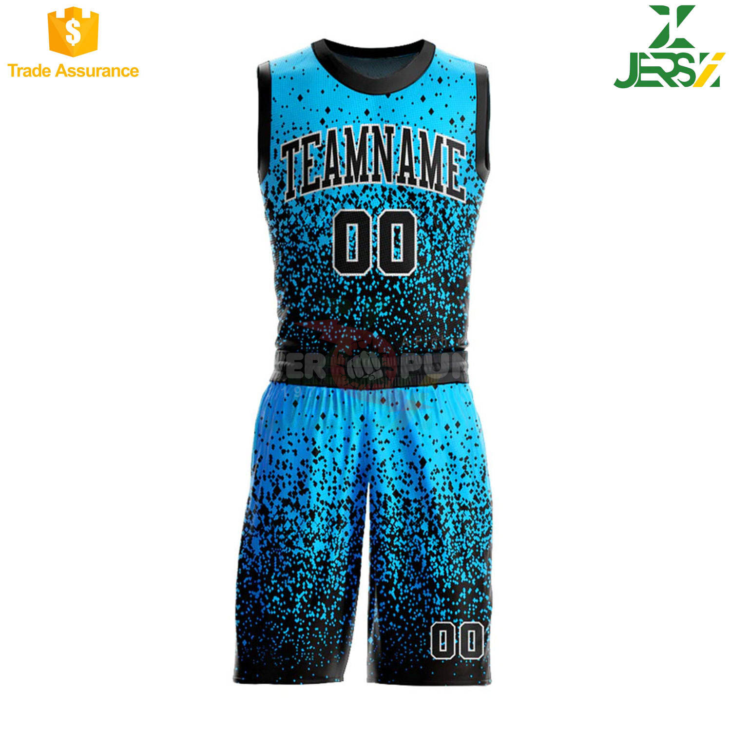 Power Punch Premium Quality Custom Made Breathable Quick Dry Basketball Uniform with Sublimatio - Angle 2