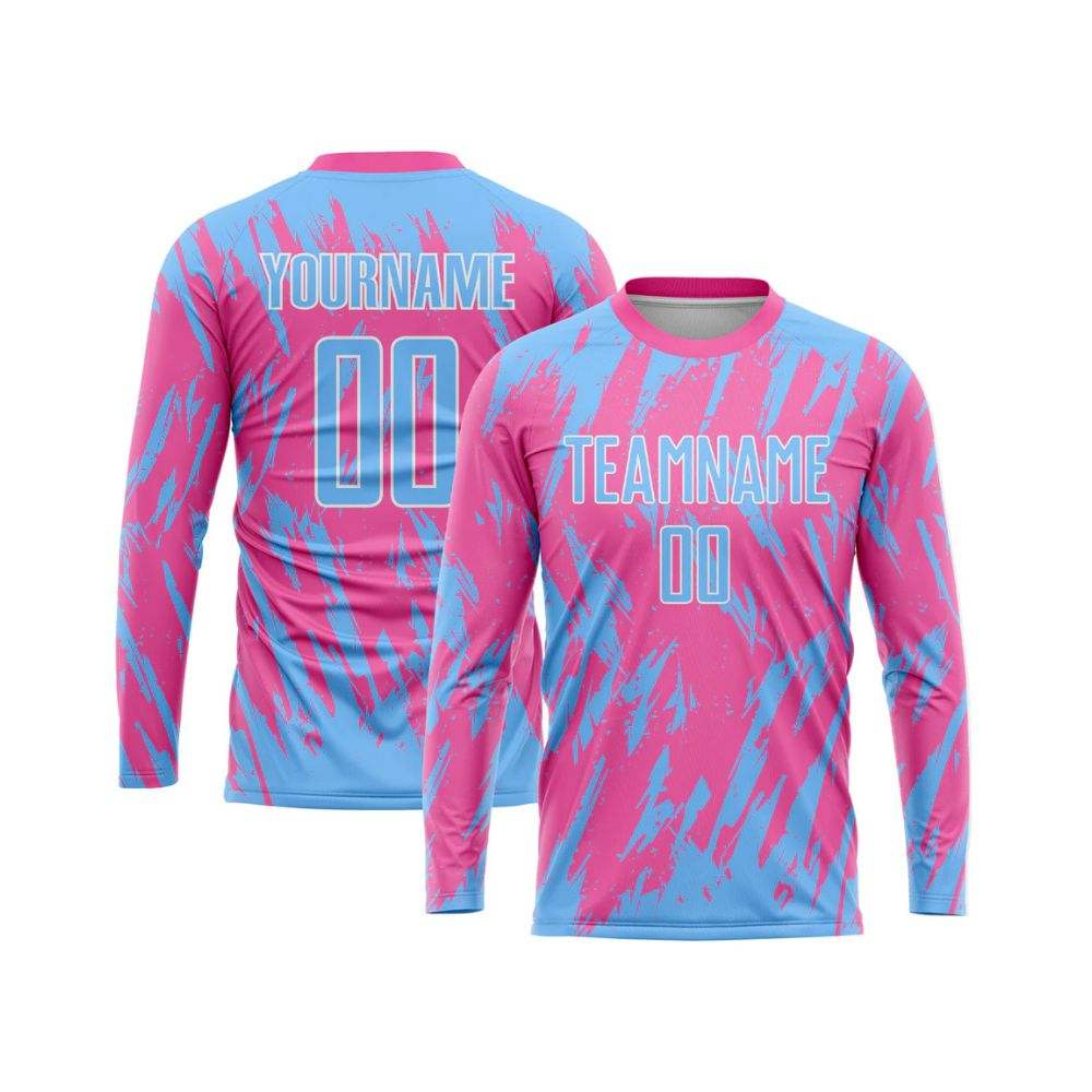 Power Punch Vibrant Long Sleeve Soccer Jersey Football Athletic Shirt Breathable Quick Dry Perf