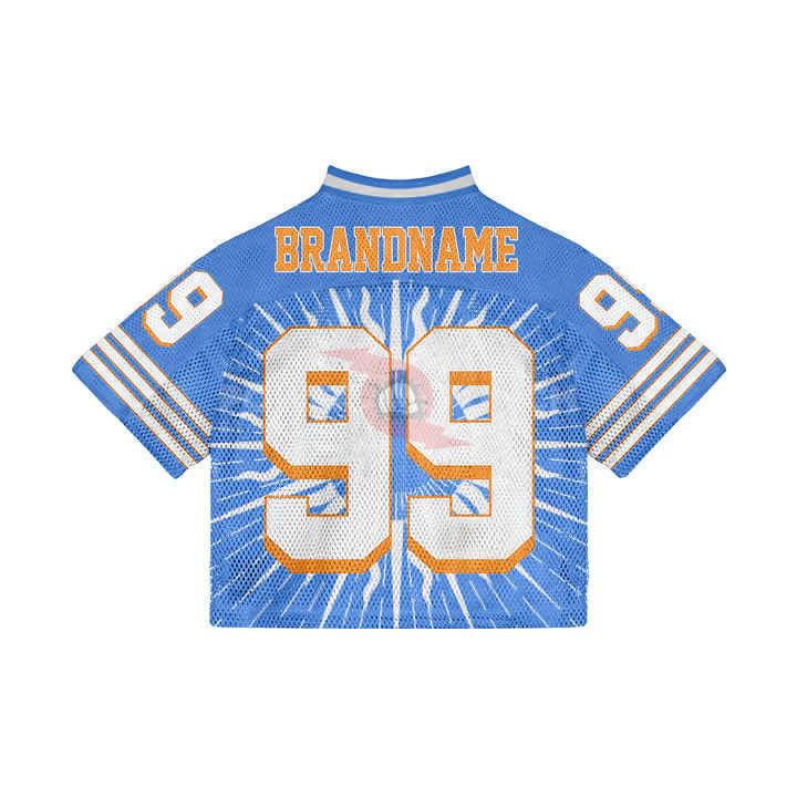 Power Punch Rugby Clothing Custom Printed Unisex Loose Vintage Mesh American Football Jersey Pl - Angle 4