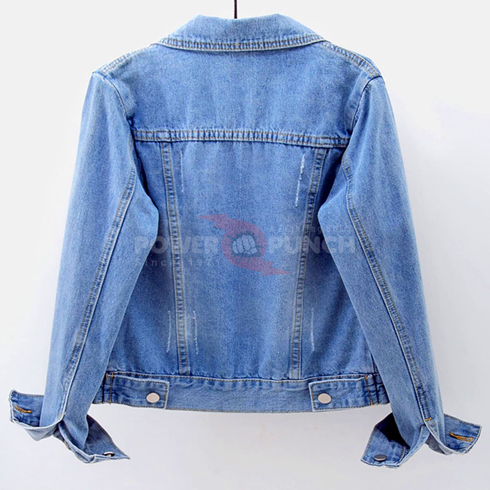 Power Punch Latest Style Denim Jacket For Women Solid Color Pattern Plain Dyed Angle 4