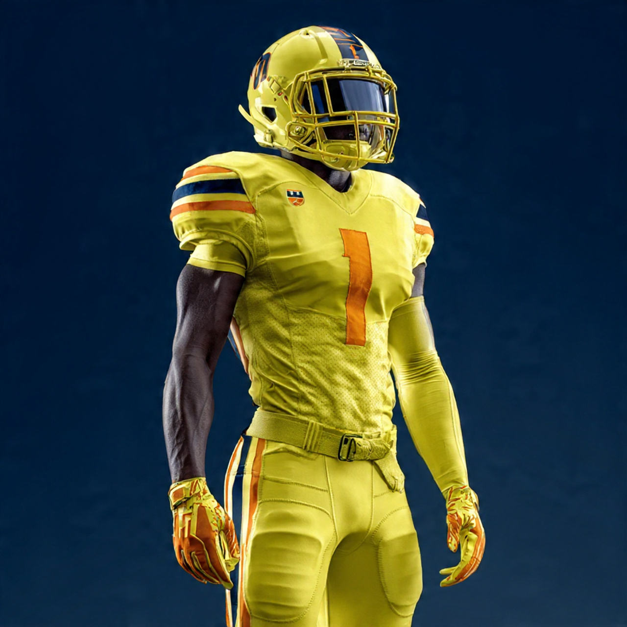 Power Punch Yellow Short Sleeve Breathable 100 Polyester American Football Jersey Top Pants Set - Angle 3