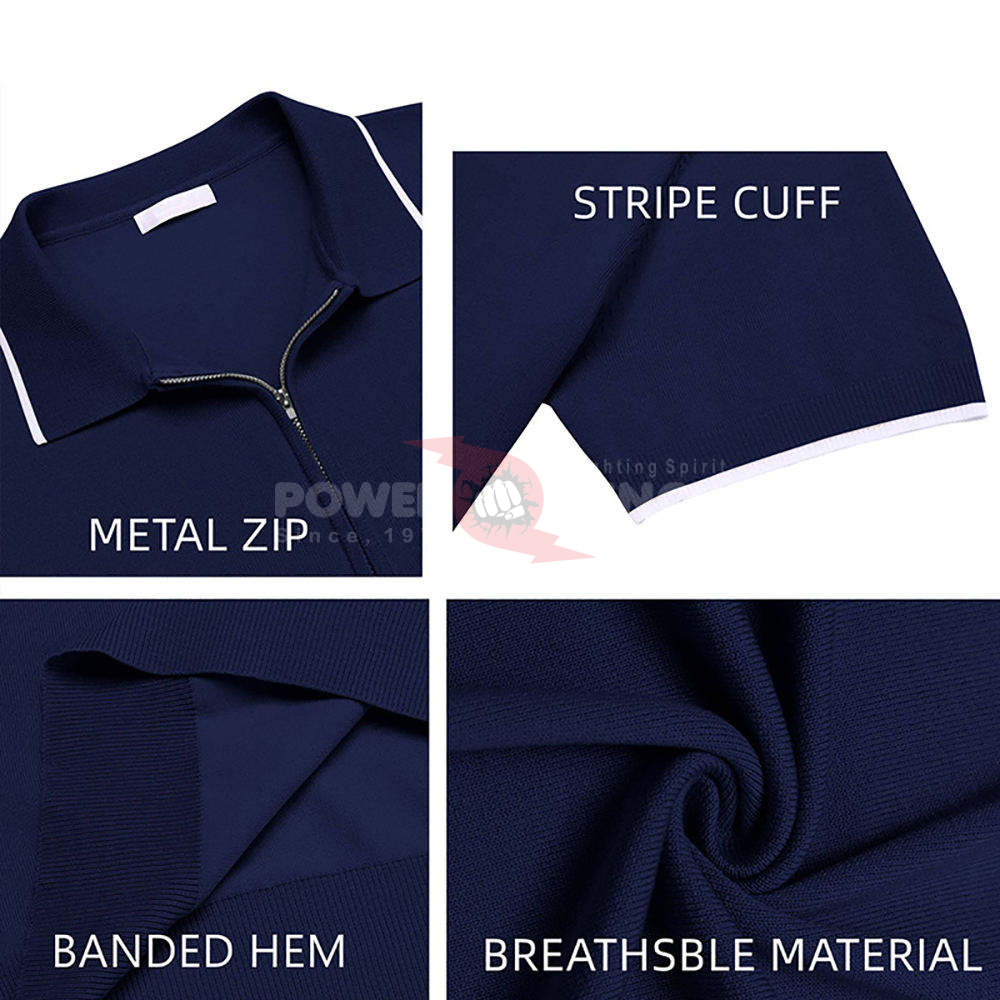 Power Punch Quarter Zip Golf Polo Shirts Men Short Sleeve Moisture Wicking Golf Shirts Collared - Angle 3