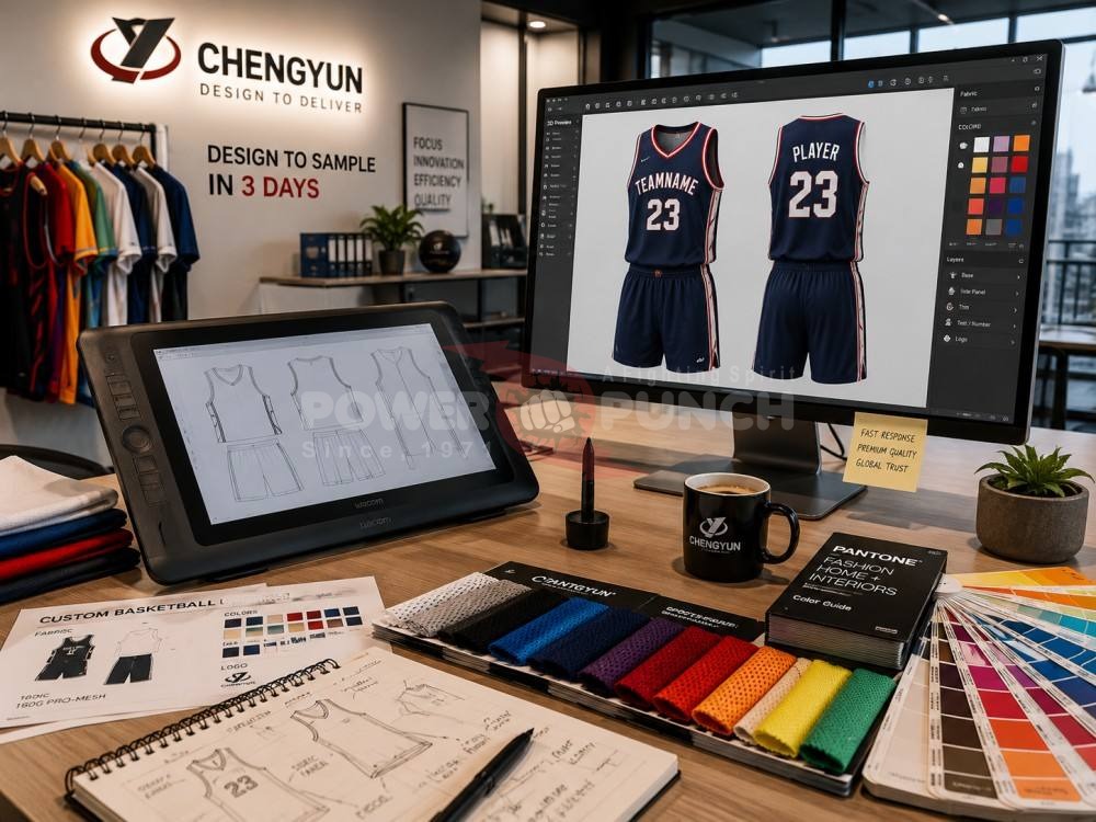 Power Punch Factory Direct Sales Customized Mesh Sublimation Basketball Jersey Fast Drying Brea - Angle 4