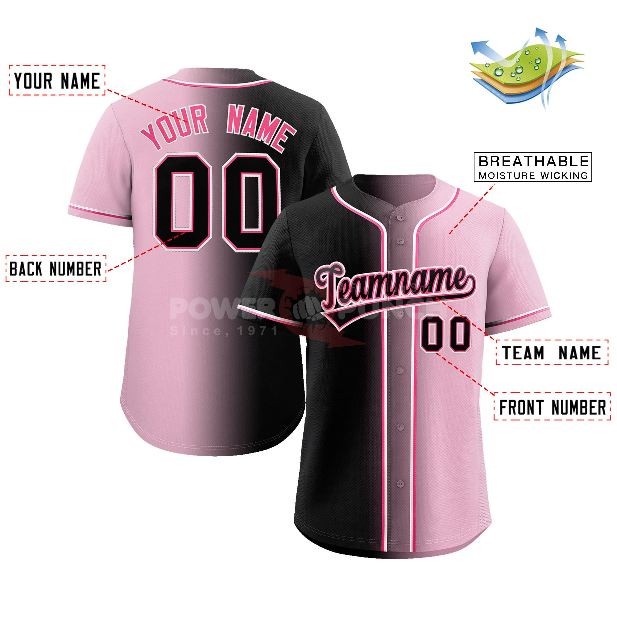 Power Punch Trendy Breathable Printed Baseball Uniform Custom Unisex Wholesale High Quality Emb - Angle 2