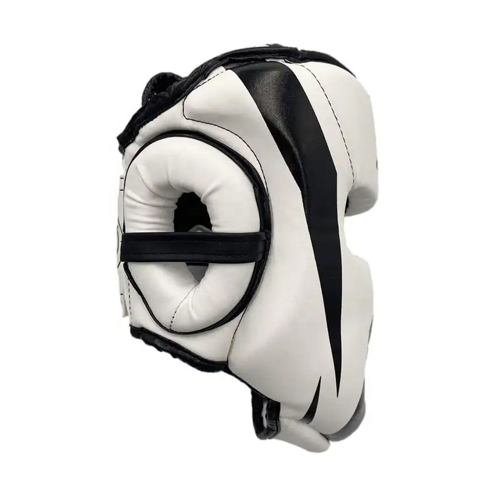 Power Punch Breathable Boxing Helmet Muay-Thai Patchwork PU Leather Training Angle 2