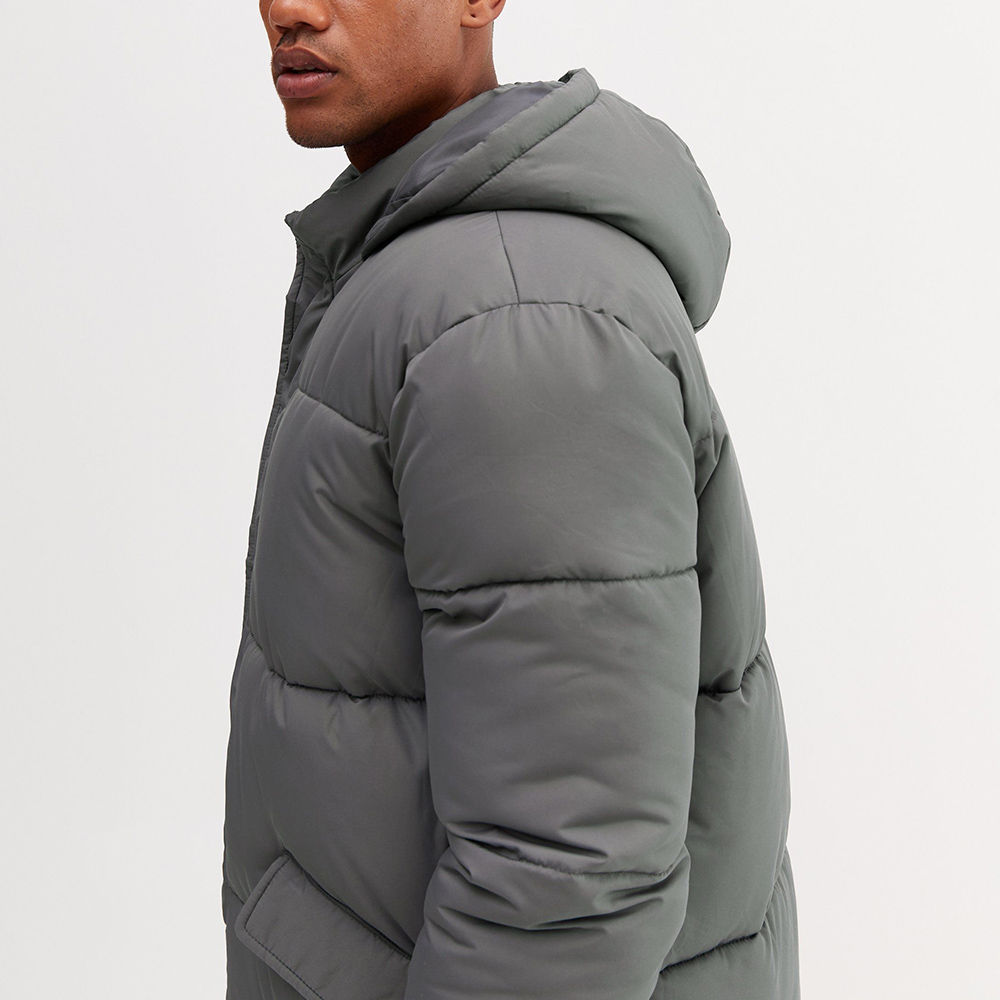 Power Punch Hot Sale Custom Polyester Men's Long Puffer Jacket Stand Collar Angle 3
