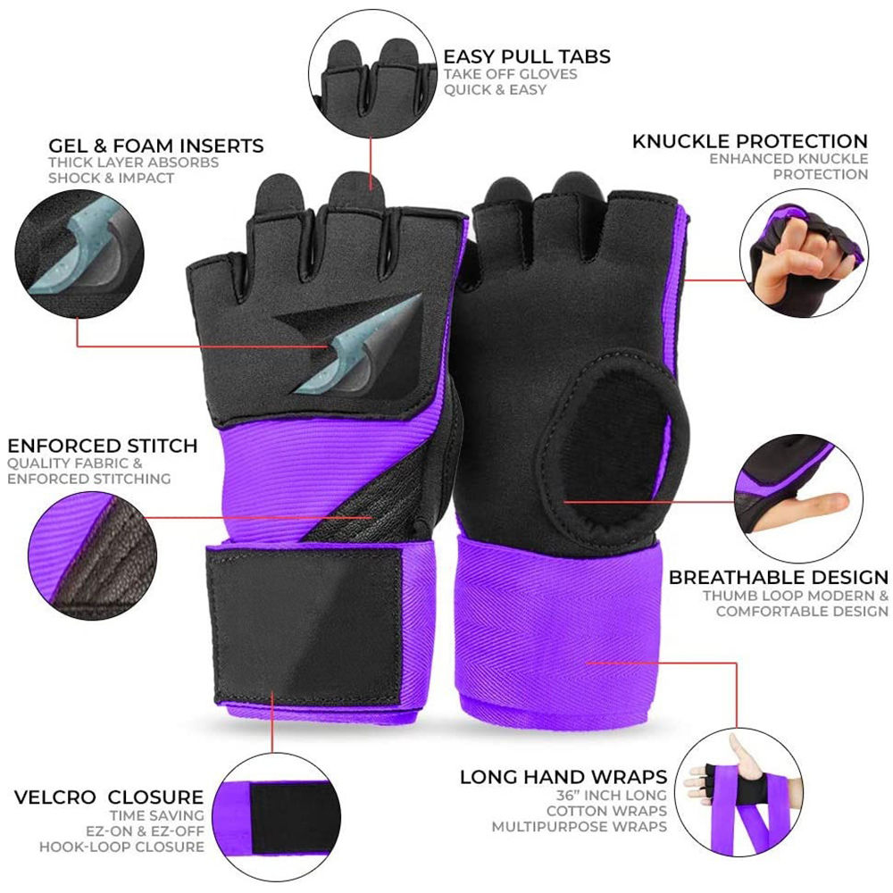 Power Punch Custom Neoprene Half Finger Hand Wraps with Gel Padding Breathable Water Angle 2