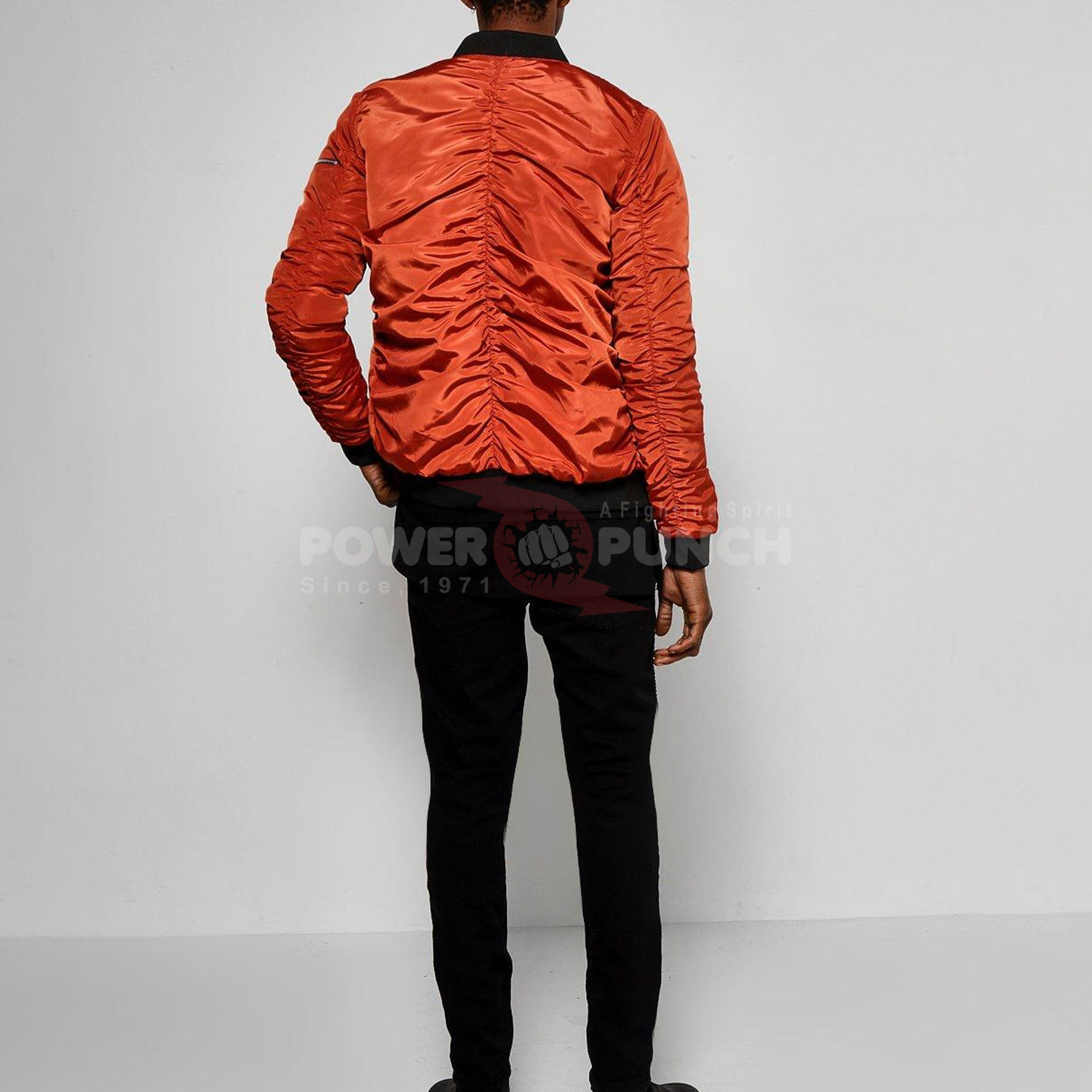 Power Punch Wholesale High Quality Custom Men's Hip Hop Bomber Men Jacket Stand Angle 3