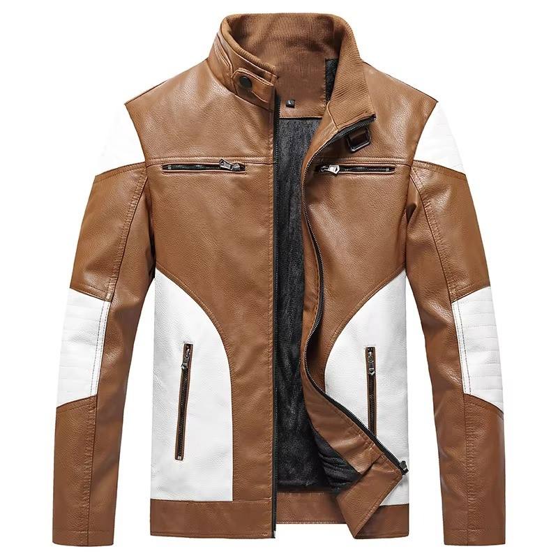 Power Punch Custom Men Motorbike Genuine Leather Moto Motorcycle with protection Angle 3