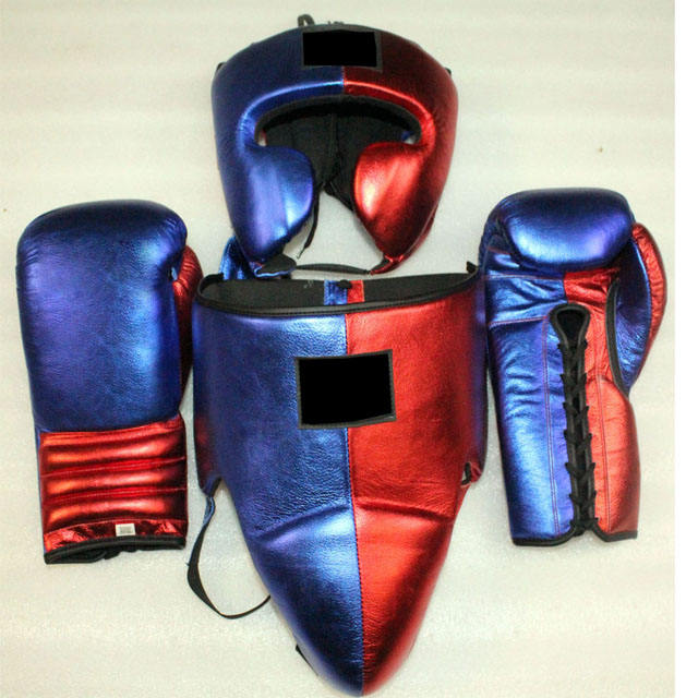 Power Punch Winning Boxing Sparring Set Boxing Gloves Head Guard Groin Guard Angle 3