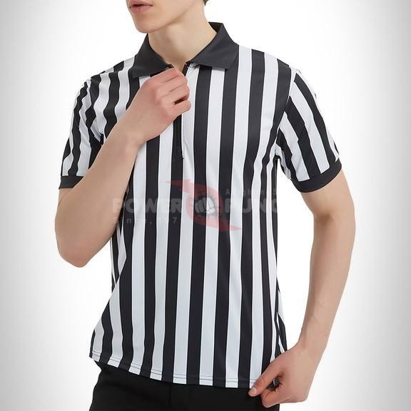 Power Punch Men x27 s Soccer Football Sports Referee Umpire Shirt Uniform Jersey Black amp amp  - Angle 4