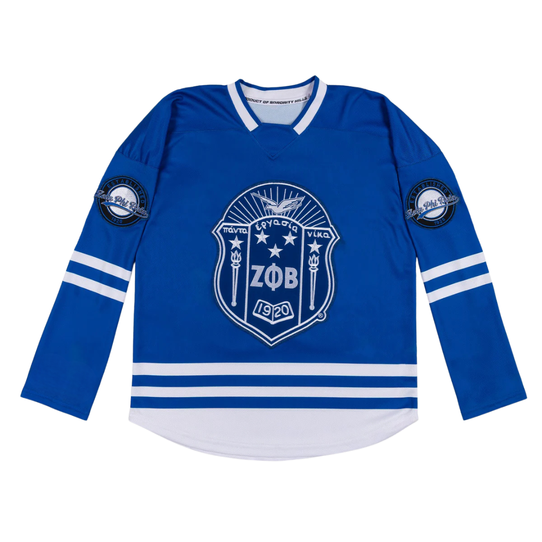 Power Punch Vintage Zeta Phi Beta Ice Hockey Jersey Womens Greek Sorority Long Sleeve Athletic