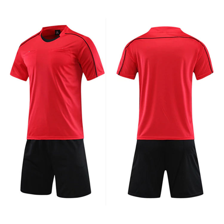 Power Punch Professional Soccer Referee Uniform Men Round Neck Football Referee Jersey Set Shor - Angle 5