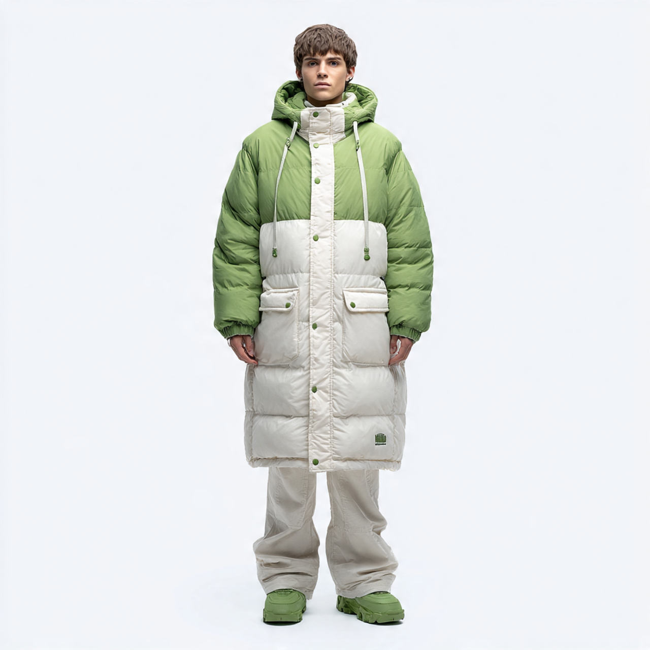 Power Punch Bubble Puffer Hooded Long Coat Jacket for Men Winter Warmth Windproof Angle 4