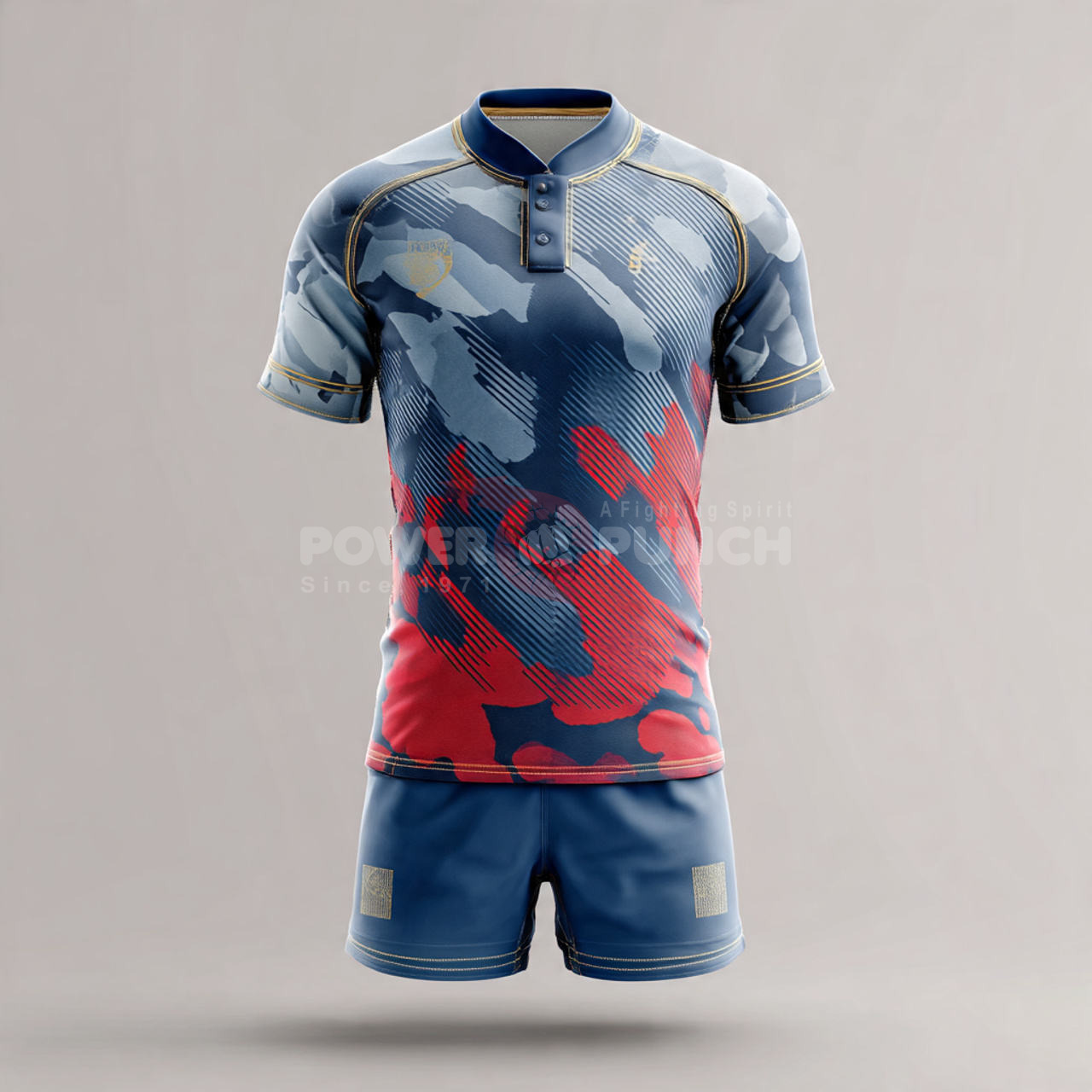 Power Punch Rugby Football Jerseys amp amp Shorts Sets Breathable Printed Adult Unisex Sublimat - Angle 5